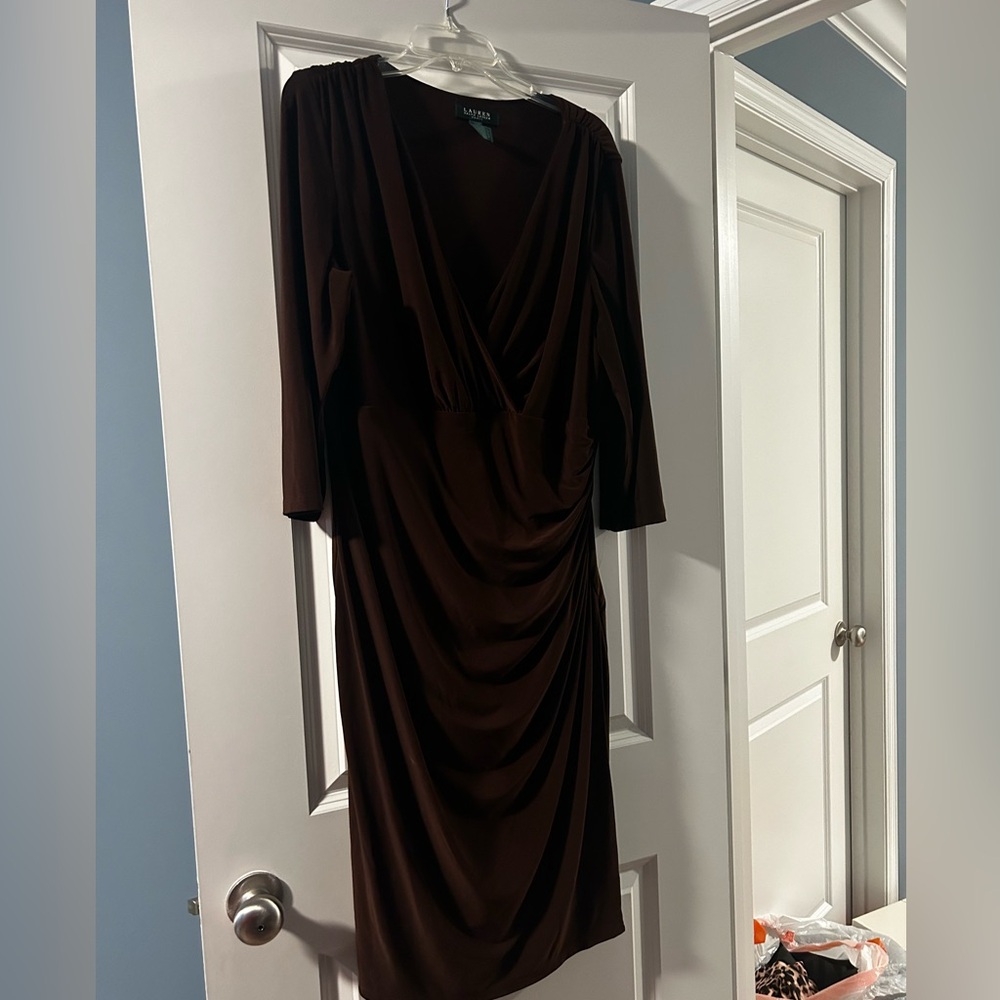Lauren By Ralph Lauren Brown Wrap Dress